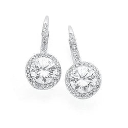 Natural Diamonds Dangle Earrings F Vs1/Vvs1 3.80 Carats White Gold 14K