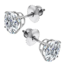 Natural Diamonds Ladies Studs Earrings 3 Carats 14K White Gold
