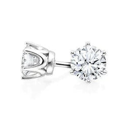 Natural Diamonds Ladies Studs Earrings 3 Carats White Gold 14K