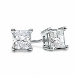 Natural Diamonds Studs Earrings Princess Cut 3.50 Carats