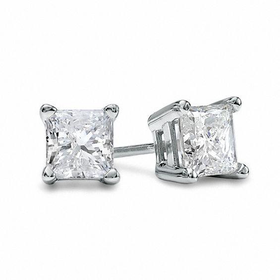 Natural Diamonds Studs Earrings Princess Cut 3.50 Carats