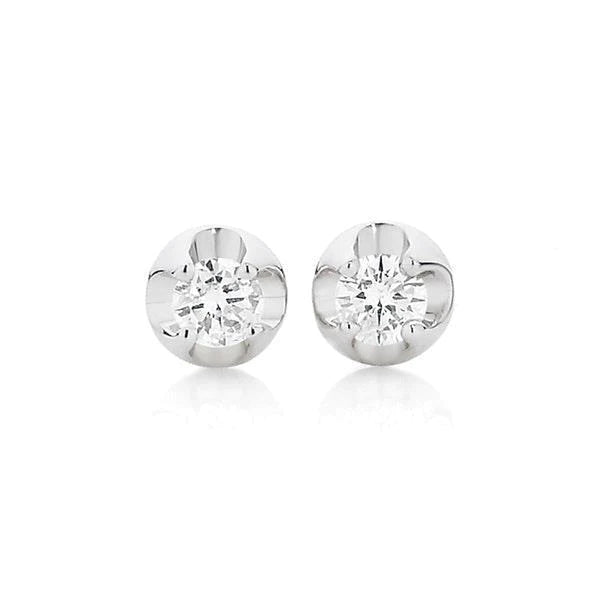 Natural Diamonds Women Studs Earrings 1 Carat New 14K White Gold