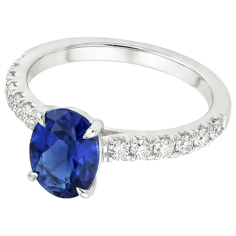 natural round sapphire 4ct ring close up detail