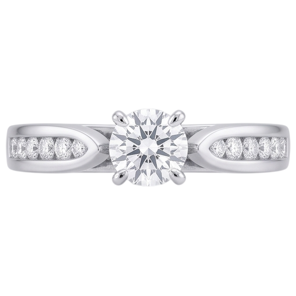 Natural Earth Mined DIAMOND ( NOT LAB GROWN ) Cathedral Setting Engagement Ring Brilliant Cut WG 14K