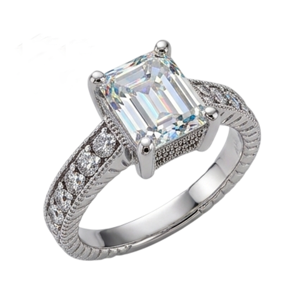 Natural Earth Mined DIAMOND ( NOT LAB GROWN ) Engagement Ring 1.50 Ct. Vintage Style White Gold 14K