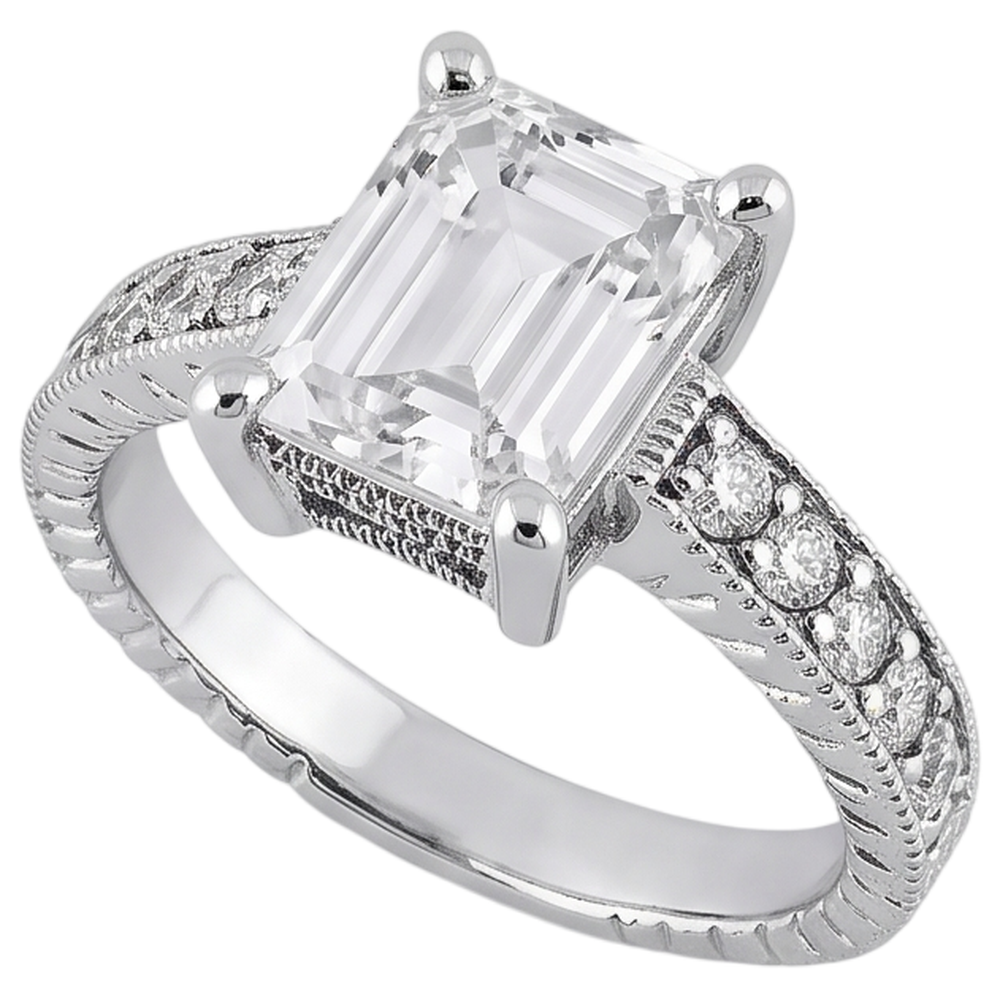 Natural Earth Mined DIAMOND ( NOT LAB GROWN ) Engagement Ring 1.50 Ct. Vintage Style White Gold 14K