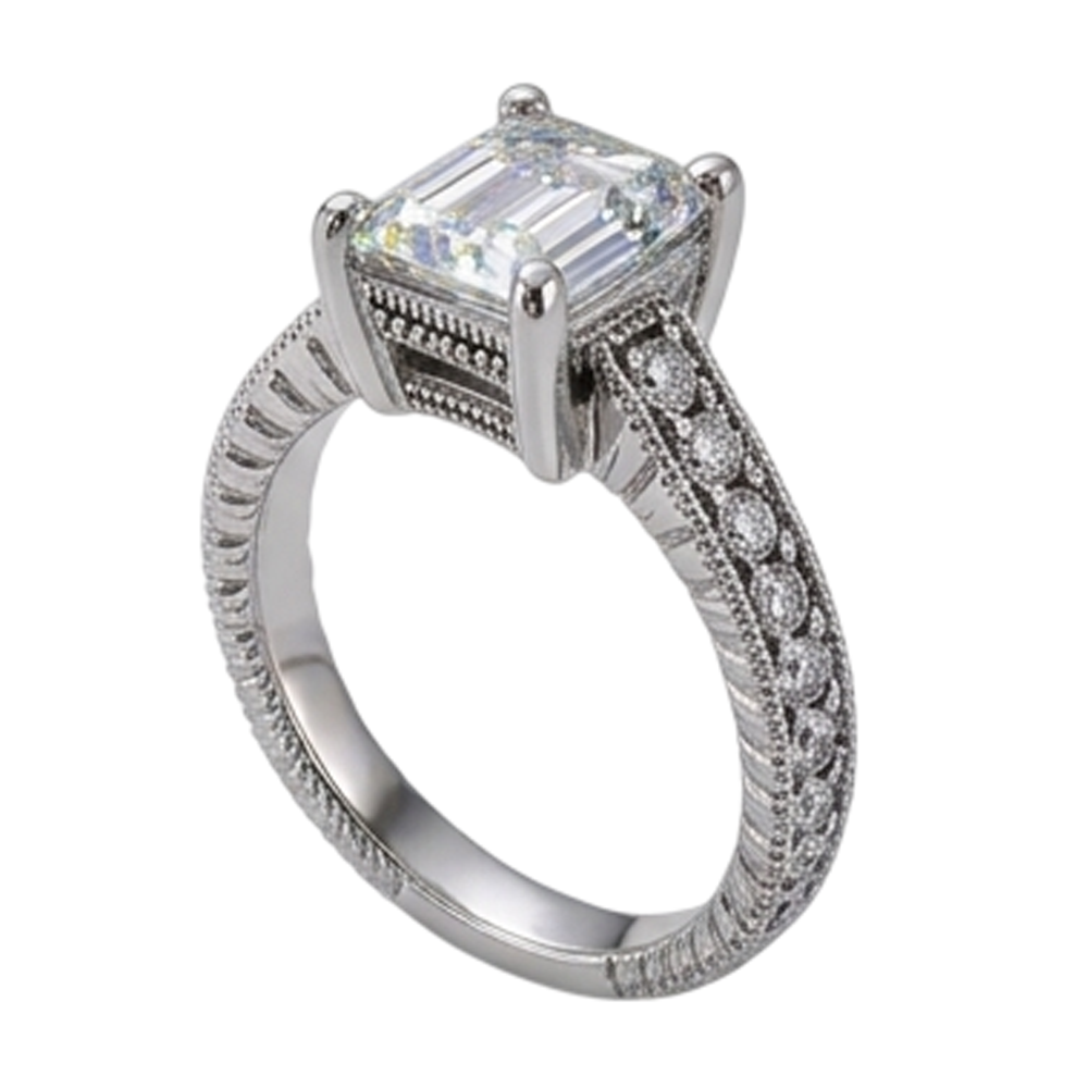 Natural Earth Mined DIAMOND ( NOT LAB GROWN ) Engagement Ring 1.50 Ct. Vintage Style White Gold 14K