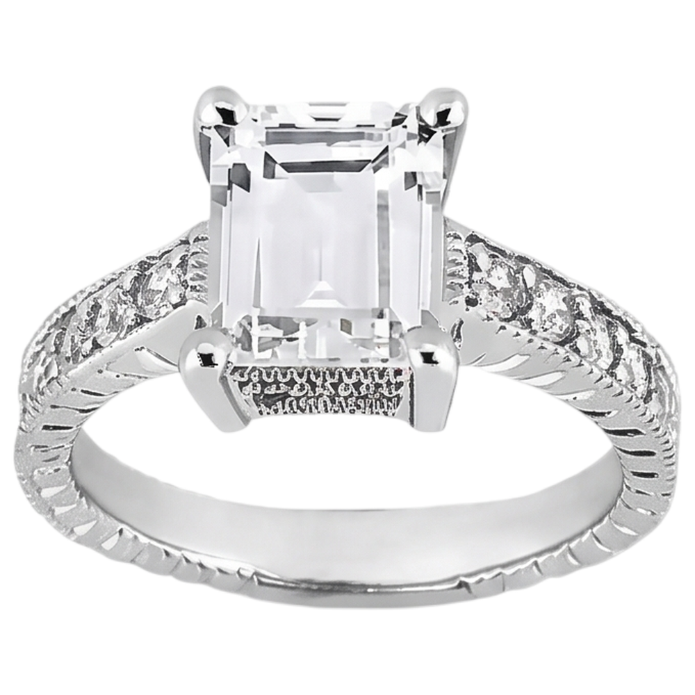 Natural Earth Mined DIAMOND ( NOT LAB GROWN ) Engagement Ring 1.50 Ct. Vintage Style White Gold 14K