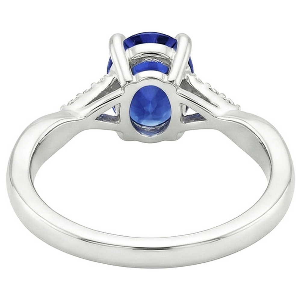 Natural Earth Mined DIAMOND ( NOT LAB GROWN ) Engagement Ring Split Shank Oval Cut Blue Sapphire 3 Carats