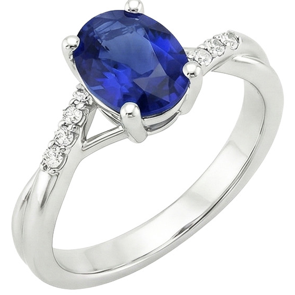 Natural Earth Mined DIAMOND ( NOT LAB GROWN ) Engagement Ring Split Shank Oval Cut Blue Sapphire 3 Carats