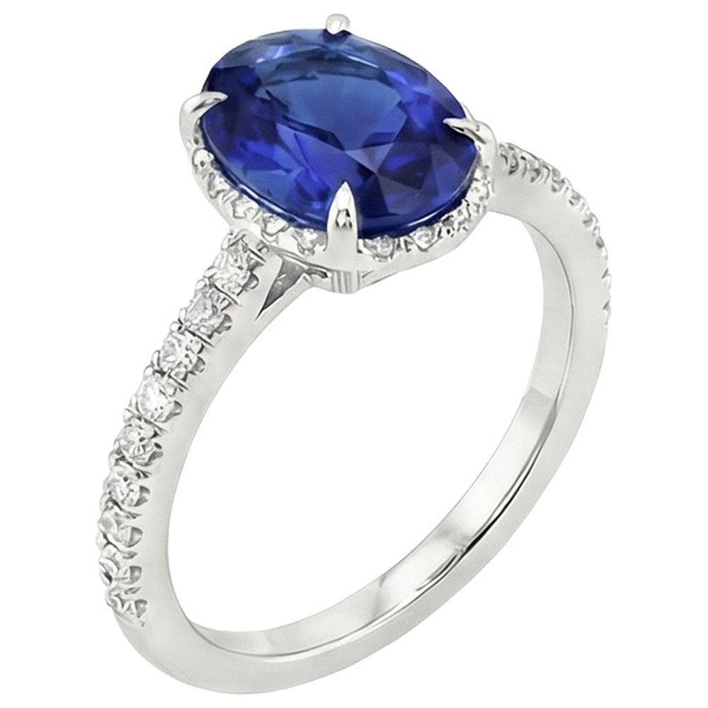 natural round sapphire 4ct ring side angle