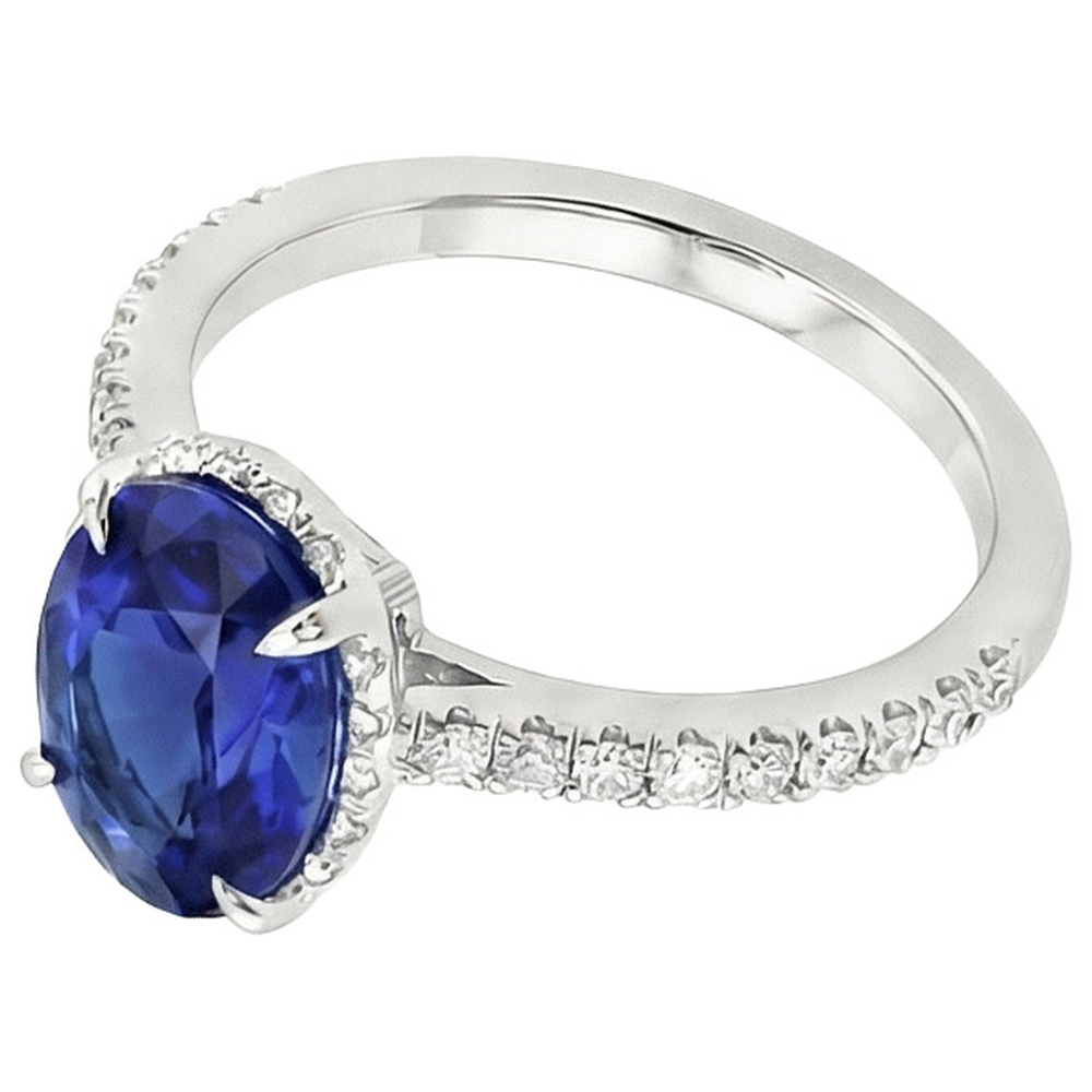 natural round sapphire 4ct ring top view