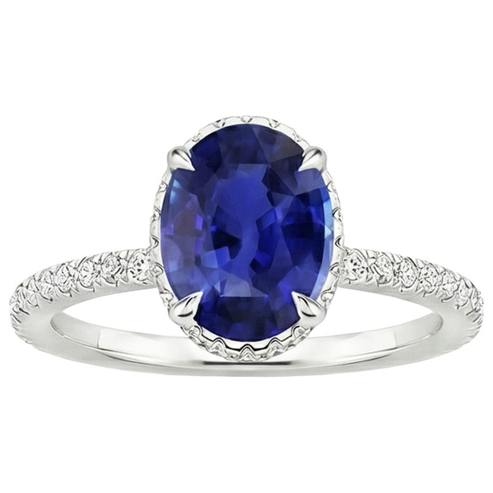 natural round sapphire 4ct ring profile view