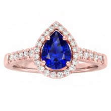 Natural Earth Mined DIAMOND ( NOT LAB GROWN ) Halo Anniversary Ring Pear Cut Sri Lankan Sapphire 3 Carats