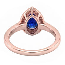 Natural Earth Mined DIAMOND ( NOT LAB GROWN ) Halo Anniversary Ring Pear Cut Sri Lankan Sapphire 3 Carats