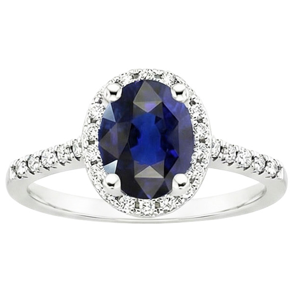 natural round sapphire 4ct ring on white background