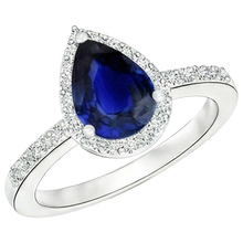 Natural Earth Mined DIAMOND ( NOT LAB GROWN ) Halo Ring Pear Cut Sri Lankan Sapphire 3.75 Carats