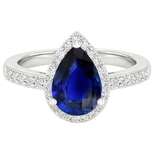 Natural Earth Mined DIAMOND ( NOT LAB GROWN ) Halo Ring Pear Cut Sri Lankan Sapphire 3.75 Carats