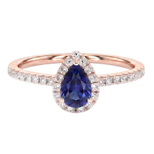 Natural Earth Mined DIAMOND ( NOT LAB GROWN ) Halo Rose Gold Ring Deep Blue Ceylon Sapphire 2.50 Carats