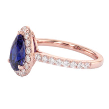 Natural Earth Mined DIAMOND ( NOT LAB GROWN ) Halo Rose Gold Ring Deep Blue Ceylon Sapphire 2.50 Carats