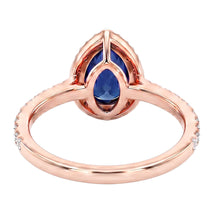 Natural Earth Mined DIAMOND ( NOT LAB GROWN ) Halo Rose Gold Ring Deep Blue Ceylon Sapphire 2.50 Carats
