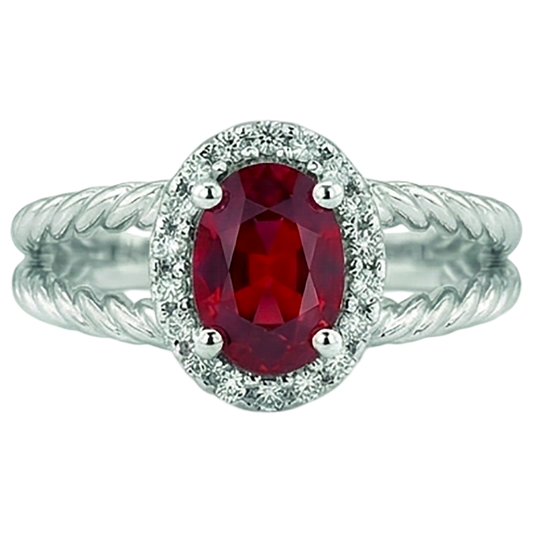 natural round ruby 1.16ct ring front view