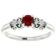 natural round ruby 1.10ct ring front view