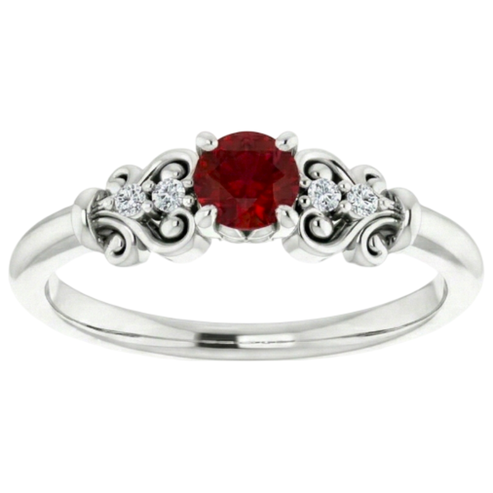 natural round ruby 1.10ct ring top view