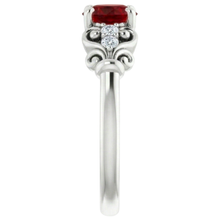 natural round ruby 1.10ct ring on white background