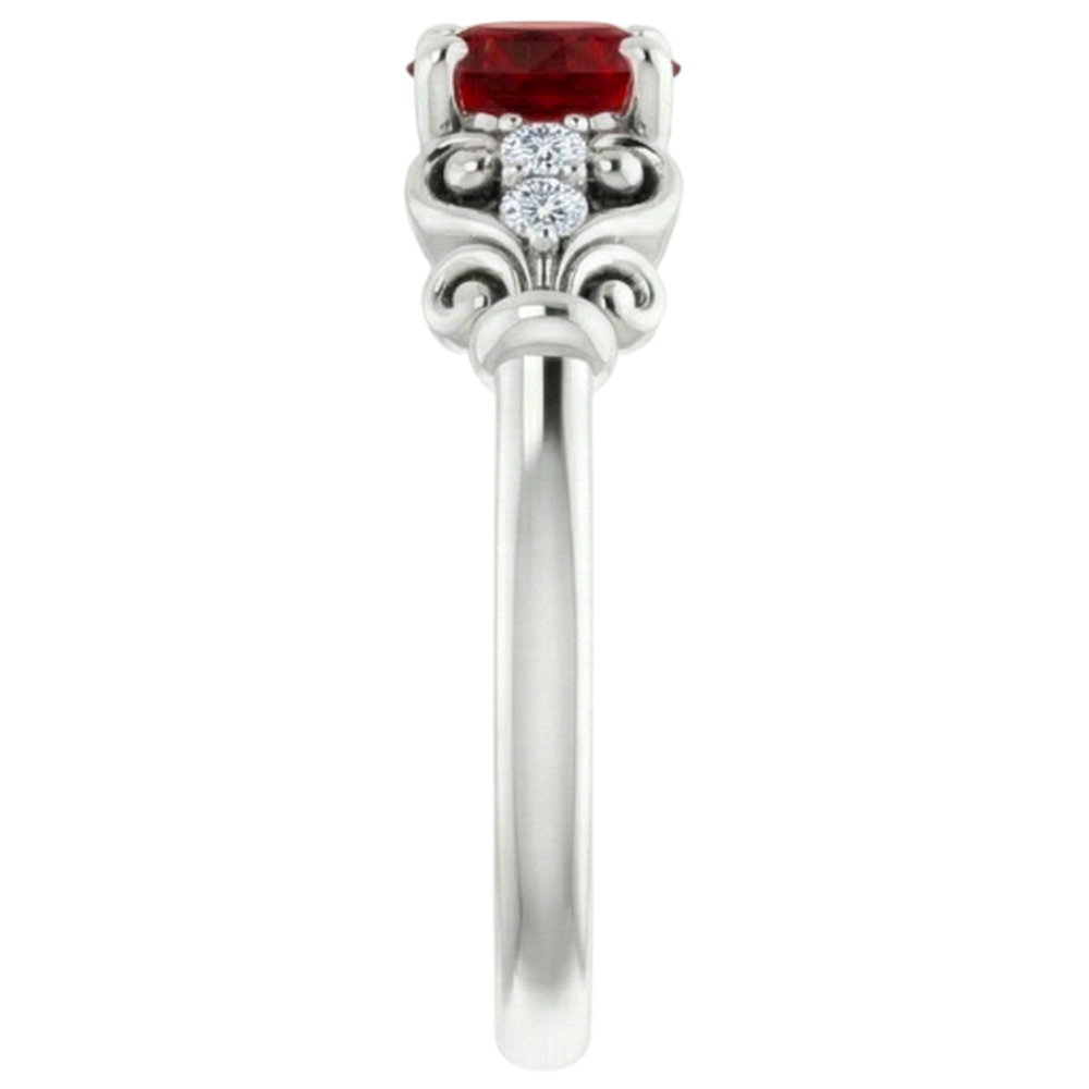 natural round ruby 1.10ct ring on white background