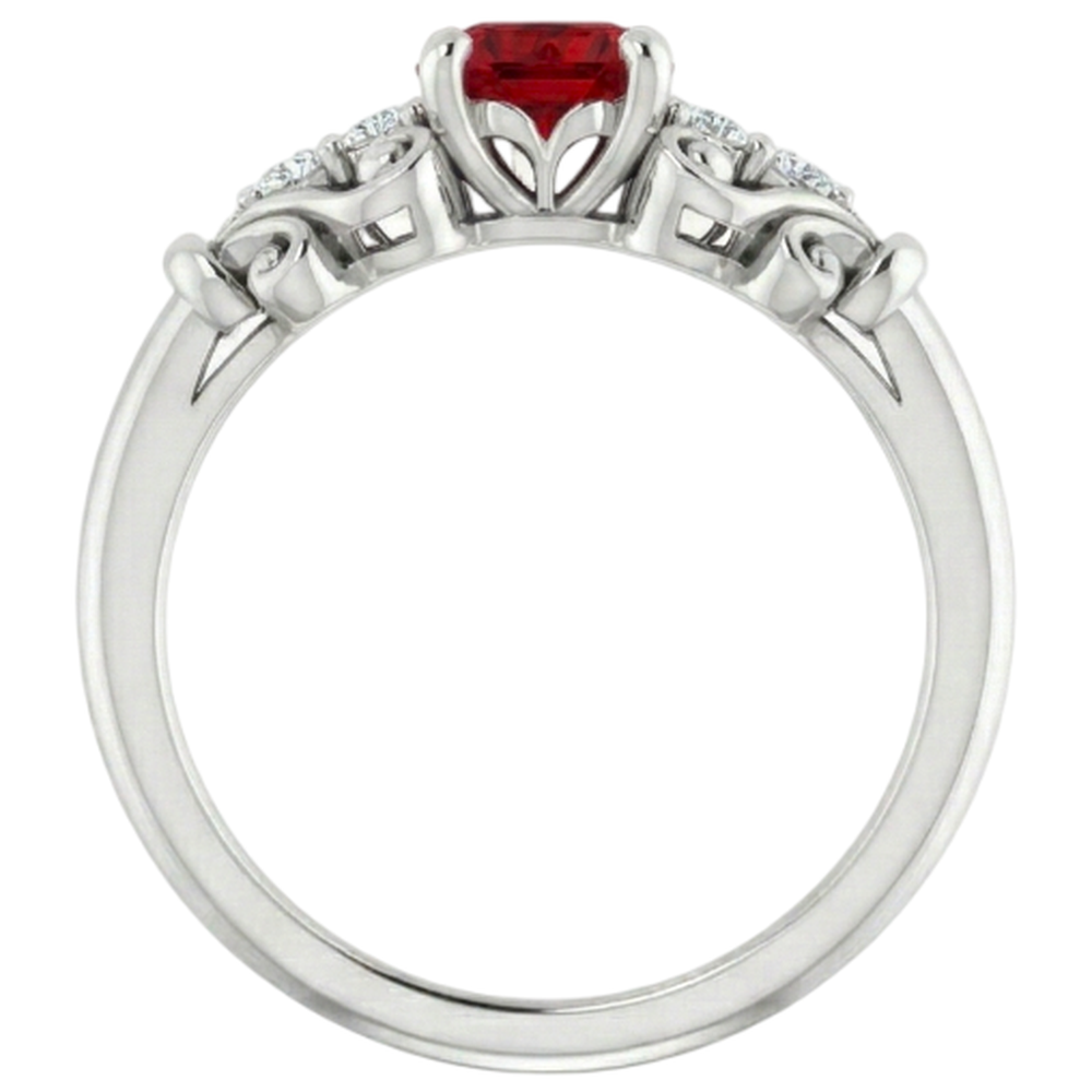 natural round ruby 1.10ct ring with diamond accents