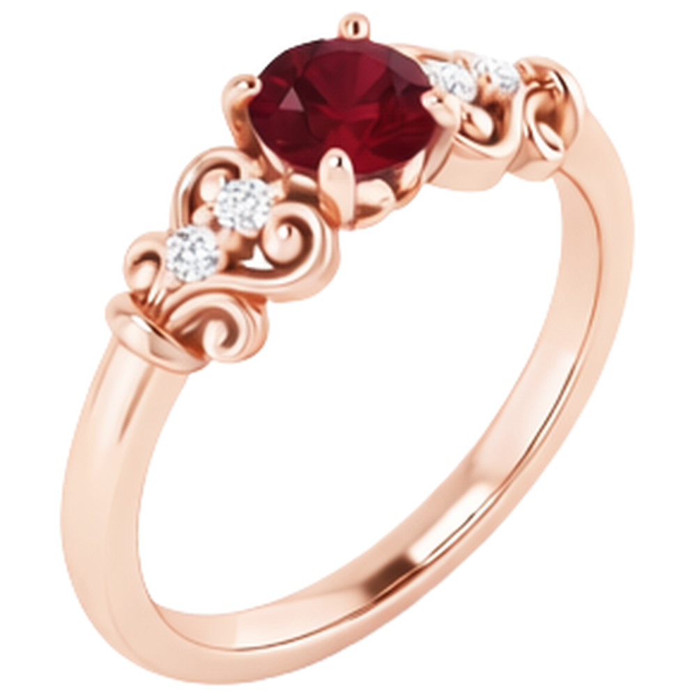 Natural Earth Mined DIAMOND ( NOT LAB GROWN ) Ring 1.10 Carats Burma Ruby Antique Style Rose Gold 14K