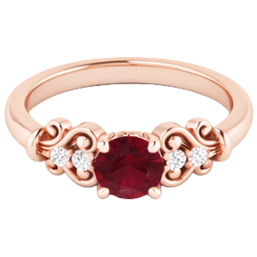 Natural Earth Mined DIAMOND ( NOT LAB GROWN ) Ring 1.10 Carats Burma Ruby Antique Style Rose Gold 14K