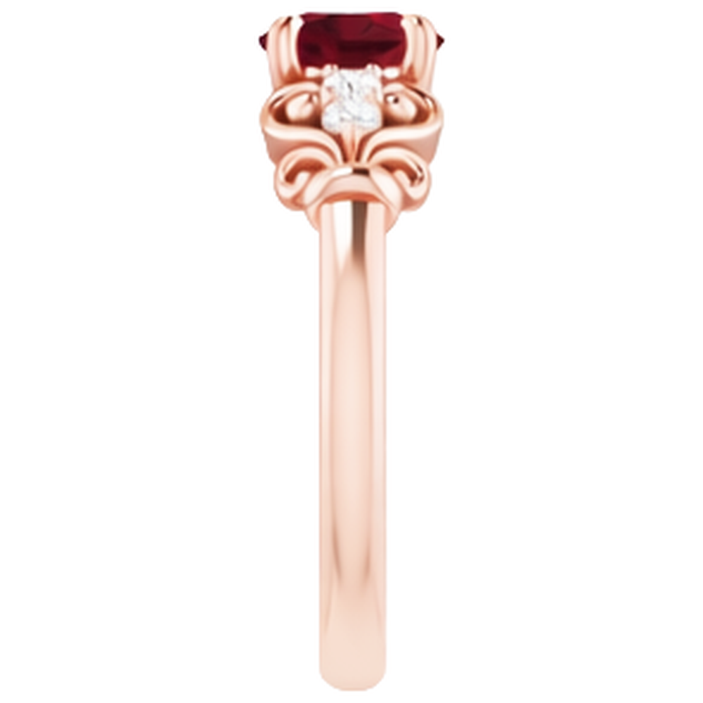 Natural Earth Mined DIAMOND ( NOT LAB GROWN ) Ring 1.10 Carats Burma Ruby Antique Style Rose Gold 14K
