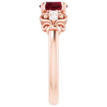 Natural Earth Mined DIAMOND ( NOT LAB GROWN ) Ring 1.10 Carats Burma Ruby Antique Style Rose Gold 14K