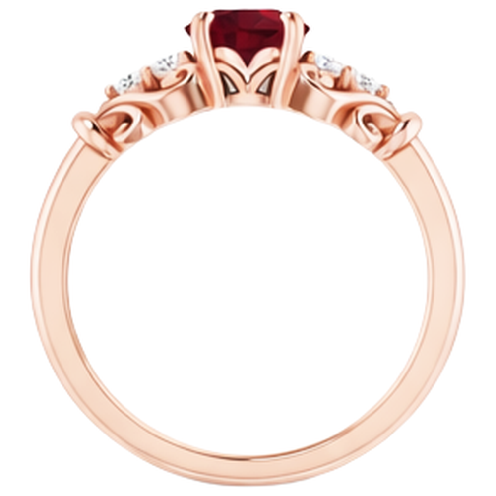 Natural Earth Mined DIAMOND ( NOT LAB GROWN ) Ring 1.10 Carats Burma Ruby Antique Style Rose Gold 14K