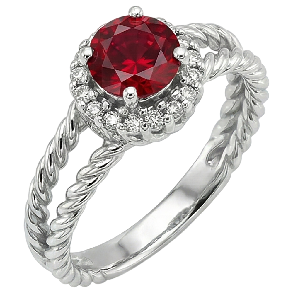 Natural Earth Mined DIAMOND ( NOT LAB GROWN ) Ring Ruby and DIAMOND ( NOT LAB GROWN )s 2 Carats White Gold 14K Jewellery