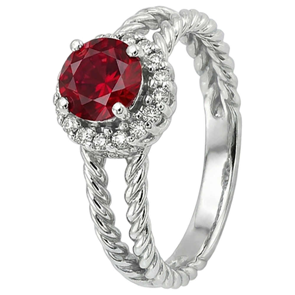 Natural Earth Mined DIAMOND ( NOT LAB GROWN ) Ring Ruby and DIAMOND ( NOT LAB GROWN )s 2 Carats White Gold 14K Jewellery