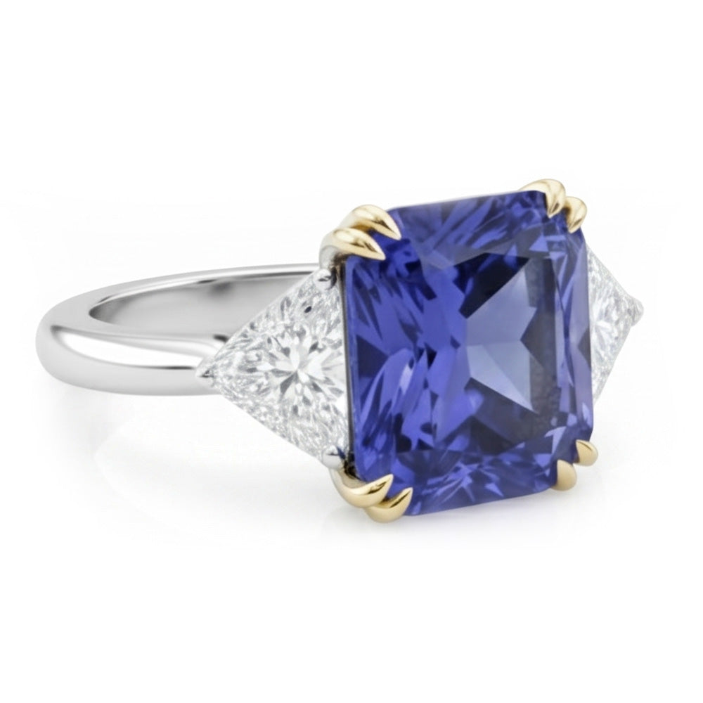 Natural Earth Mined DIAMOND ( NOT LAB GROWN ) Sapphire 7 Carat Engagement Ring