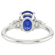 Natural Earth Mined DIAMOND ( NOT LAB GROWN ) Three Stone Ring Oval Cut Ceylon Sapphire 3.50 Carats