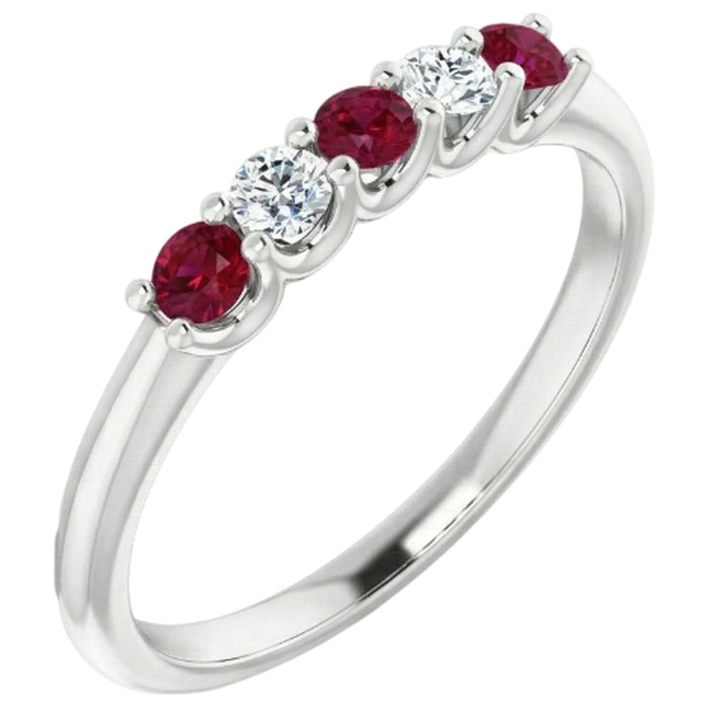 Natural Earth Mined DIAMOND ( NOT LAB GROWN ) Wedding Band 1 Carat U Prong Setting Ruby Women Jewellery