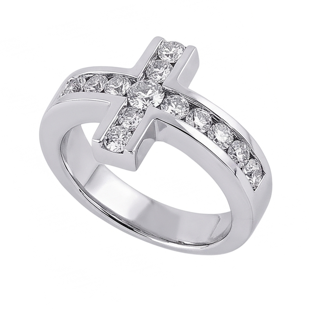 Natural Earth Mined DIAMOND ( NOT LAB GROWN )s Cross Shape Engagement Fancy Ring 1.4 Ct. White Gold 14K