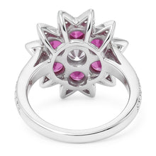 Natural Earth Mined DIAMOND ( NOT LAB GROWN )s & Pink Sapphires 1.15 Ct. Flower Style Ring White Gold 14K