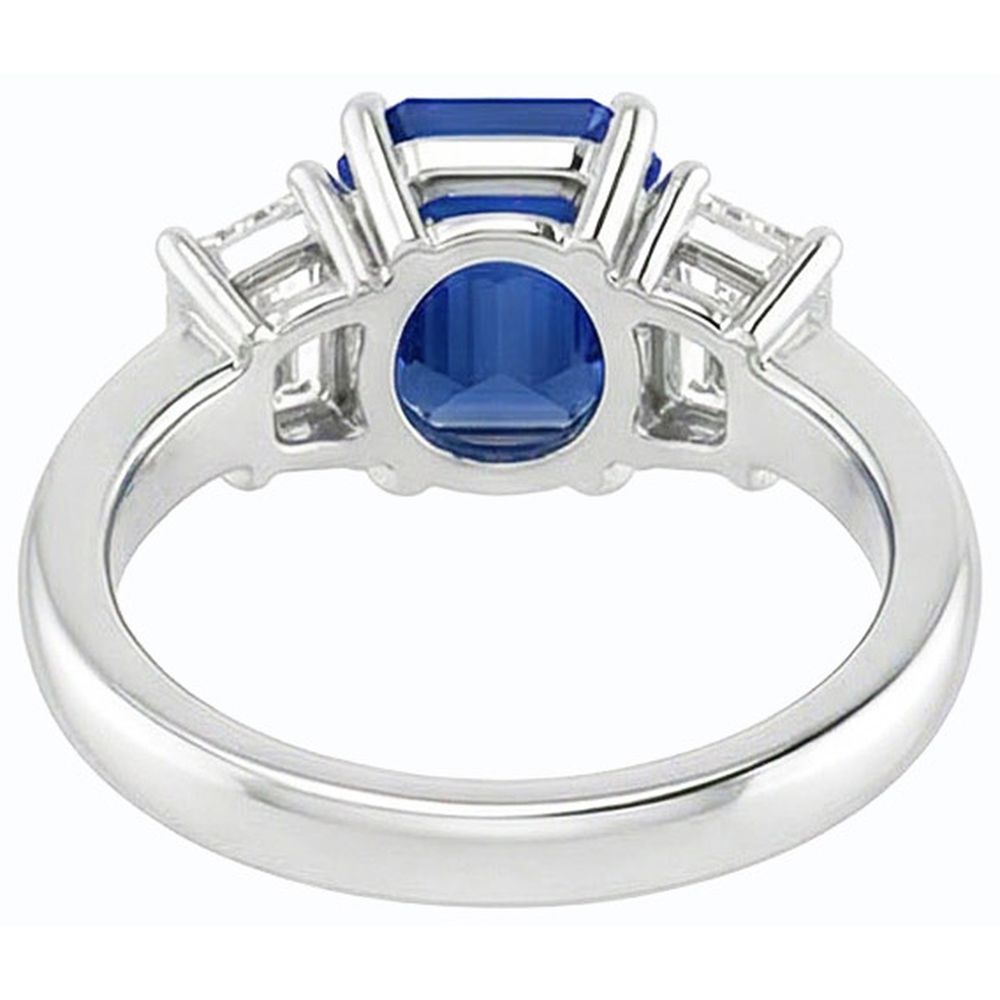 natural emerald sapphire 2ct ring profile view