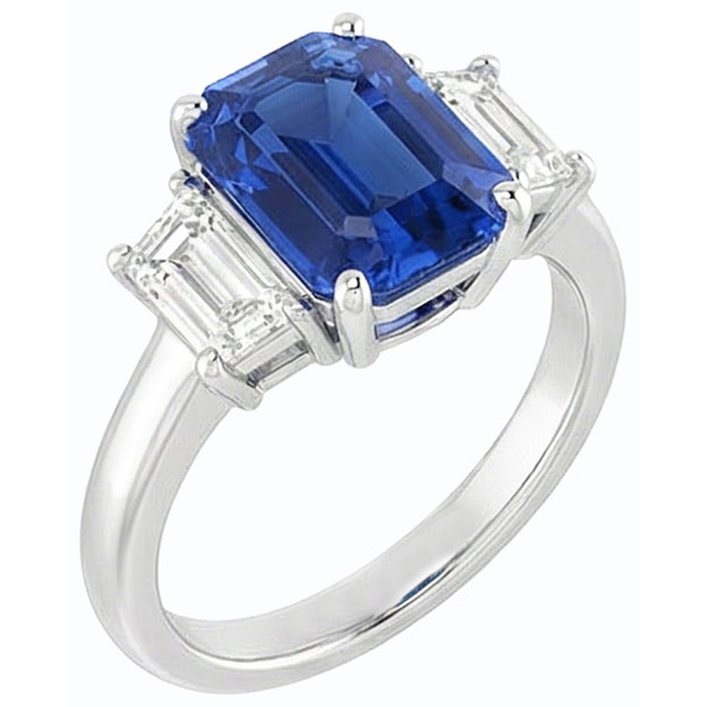 natural emerald sapphire 2ct ring front view