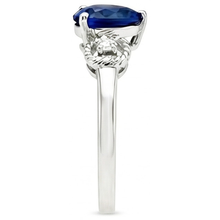 Natural Earth Mined Diamond 3 Stone Engagement Ring Heart Blue Sapphire 2.25 Carats