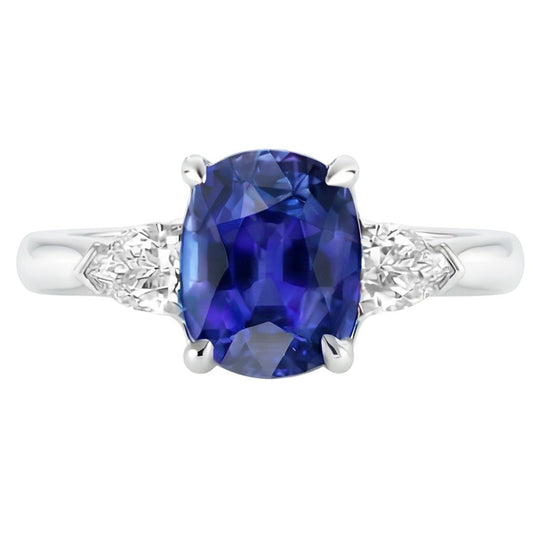 natural oval sapphire 3ct ring side angle
