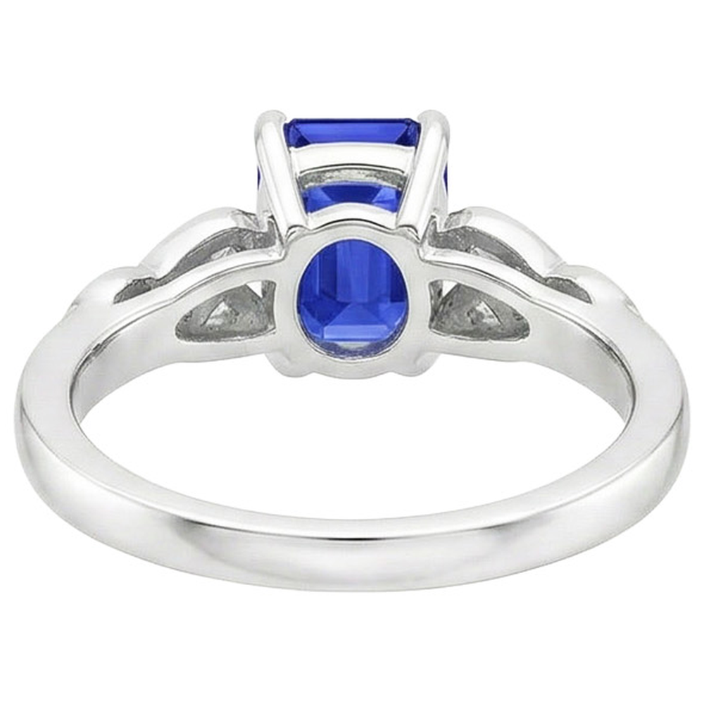Natural Earth Mined Diamond 3 Stone Ring Emerald Blue Sapphire Vintage Style 3.25 Carats