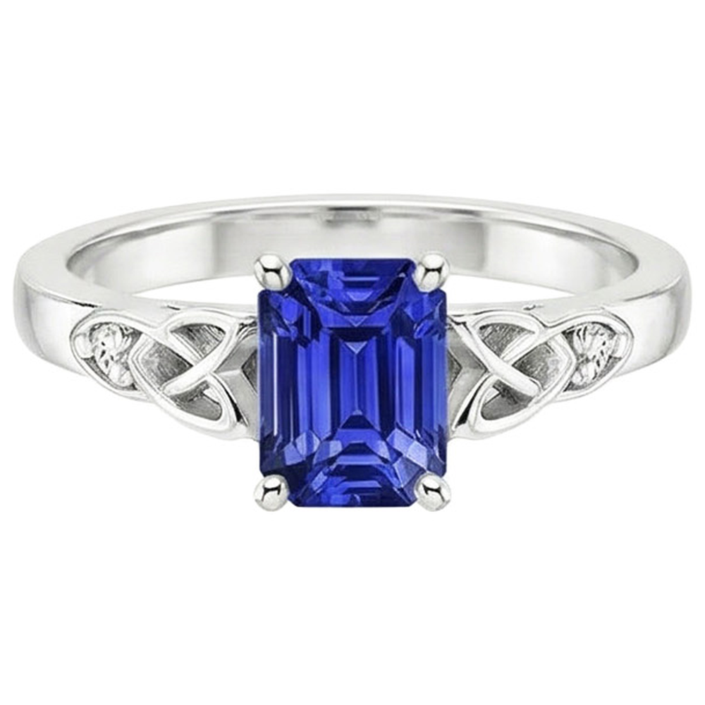 Natural Earth Mined Diamond 3 Stone Ring Emerald Blue Sapphire Vintage Style 3.25 Carats