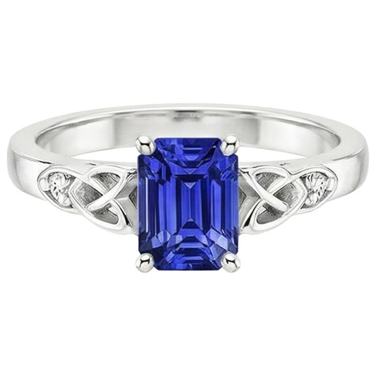 Natural Earth Mined Diamond 3 Stone Ring Emerald Blue Sapphire Vintage Style 3.25 Carats